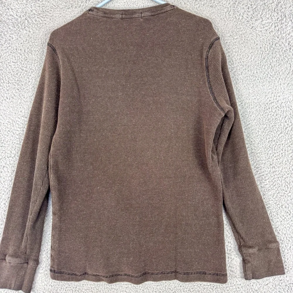Polo Ralph Lauren Shirt‎ Mens Large Brown Waffle Thermal Long Sleeve Crewneck
